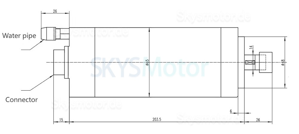 Wassergek&uuml;hlter CNC-Spindelmotor JGD-65C-0.8 kW, 110V/220V, 0,8kW, 24.000U/min, ER11-Spannzange, 400Hz